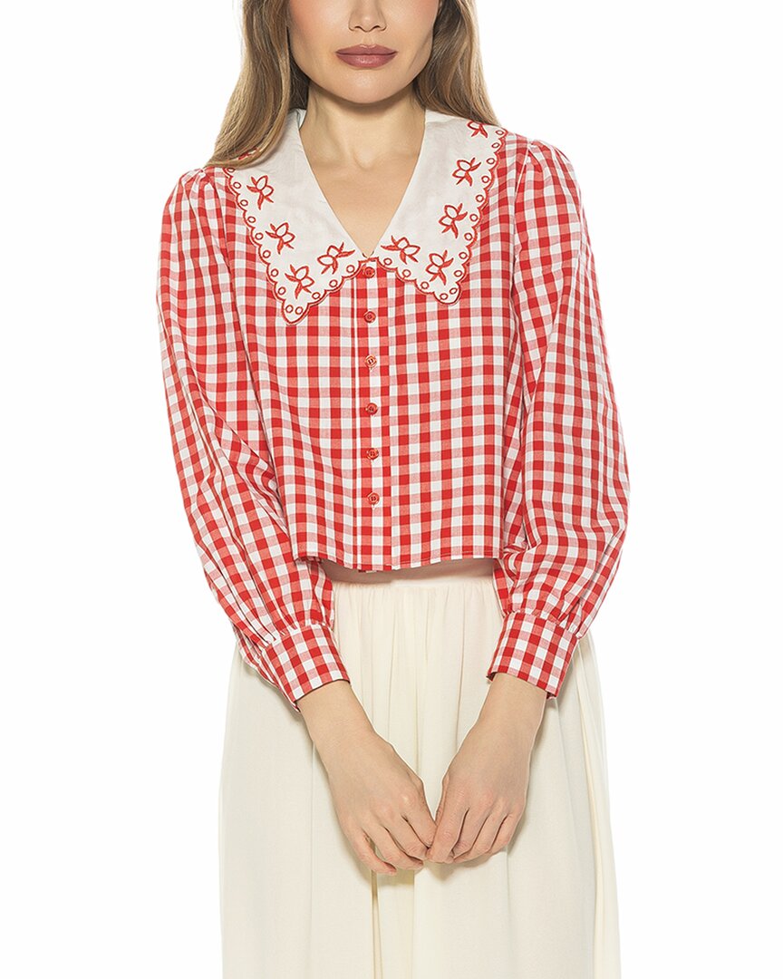 Alexia Admor Issey Blouse In Red Gingham