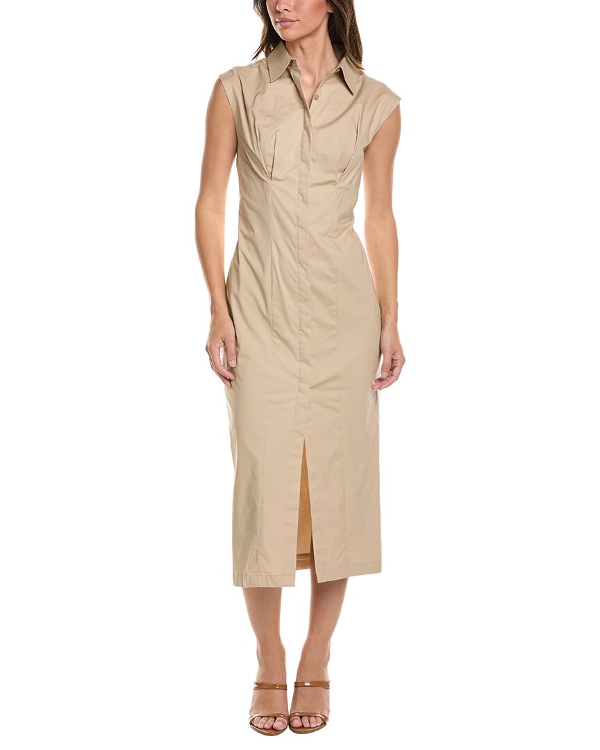 Kenneth Cole Midi Shirtdress In Brown