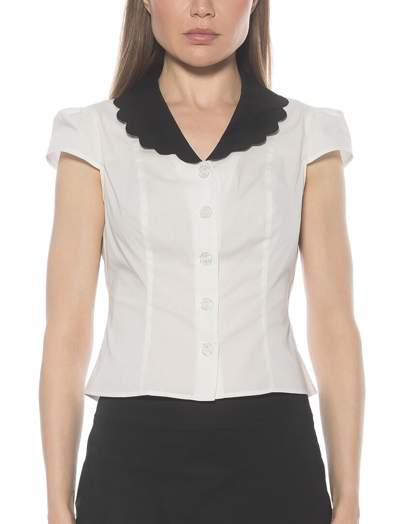 Alexia Admor Gulianna Scallop Collar Button-up Top In White