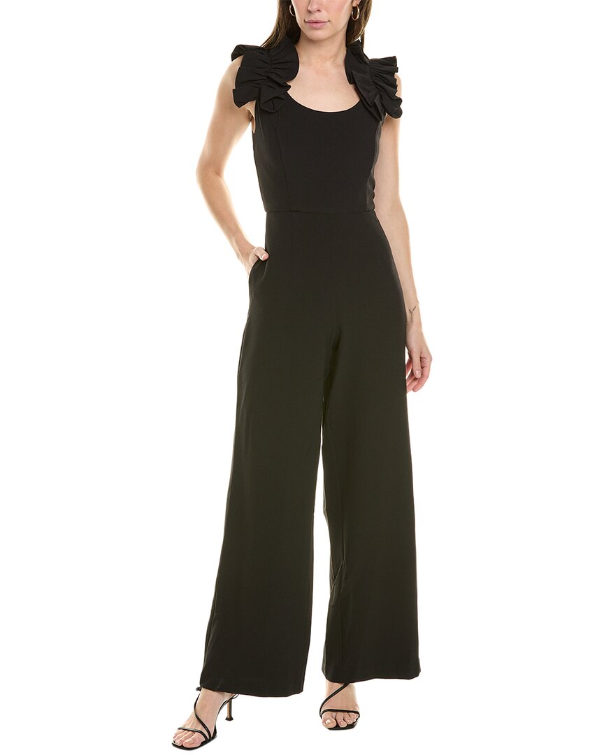 Shop Donna Ricco Crepe Jumpsuit In Black