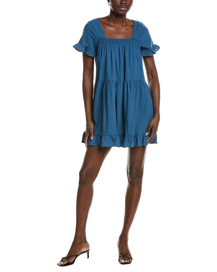 Marion Ruffle Sleeve Dress In Blue