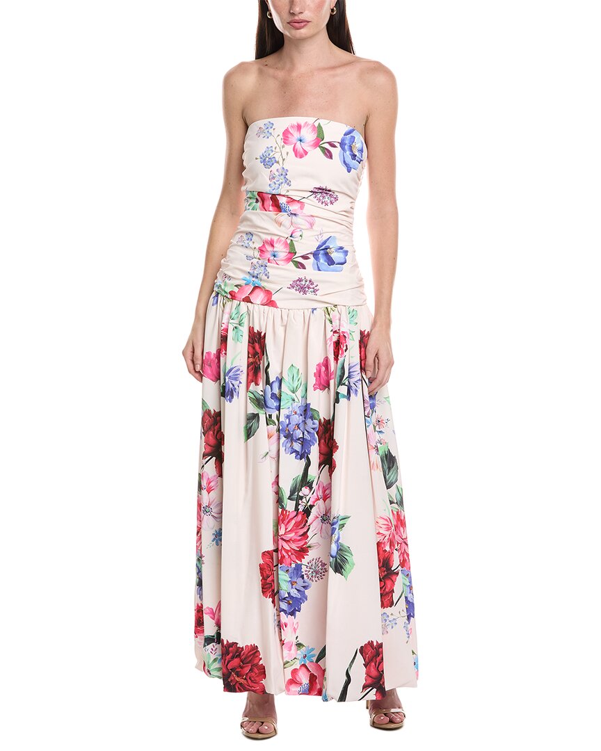 Maison Tara Printed Draped Midi Dress In Multi