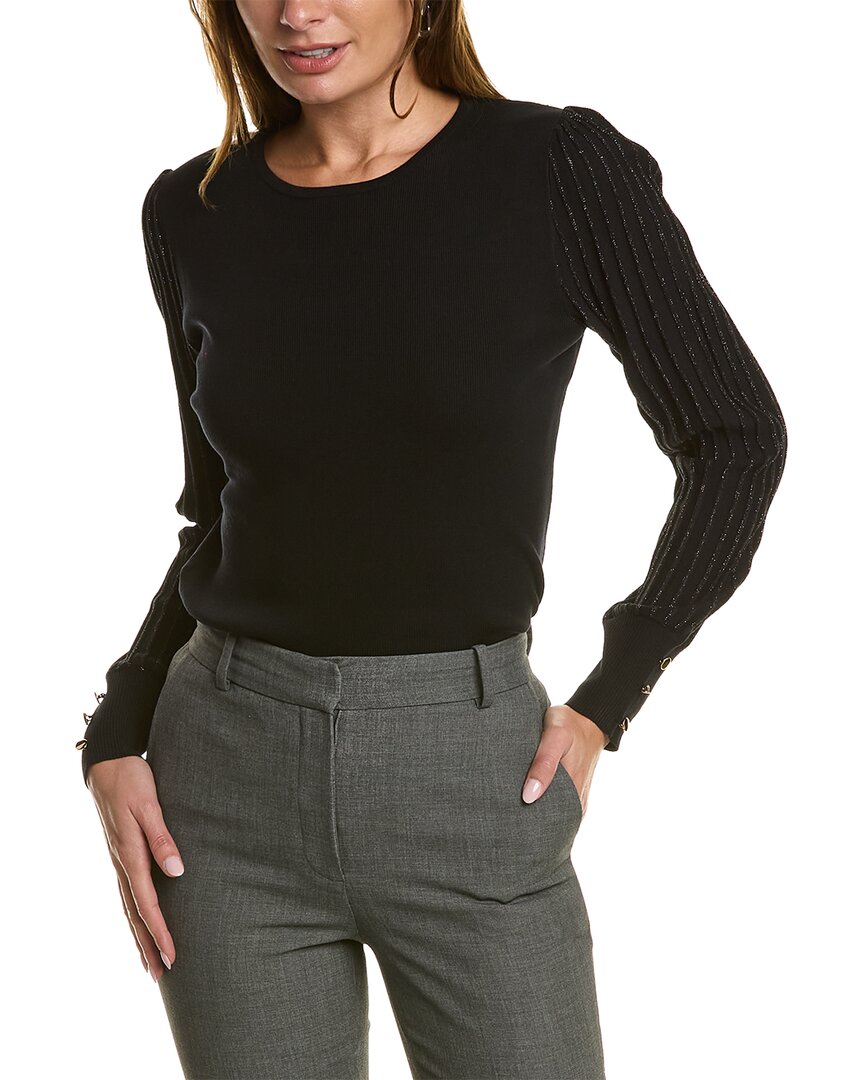Nanette Lepore Rib Sleeve Sweater In Black