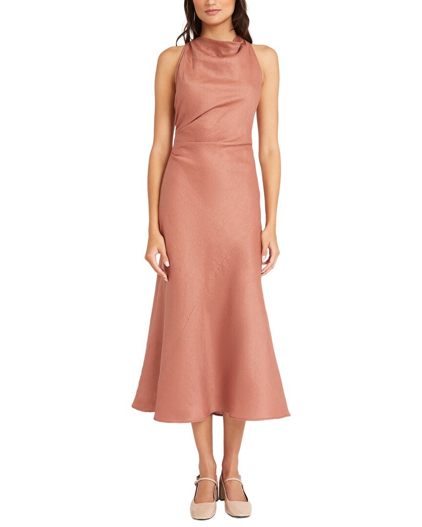 Luxely Midi A-line Dress In Brown