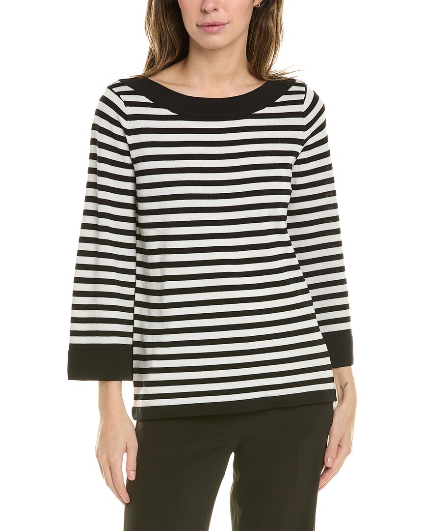 Shop Anne Klein Striped Sweater In Black