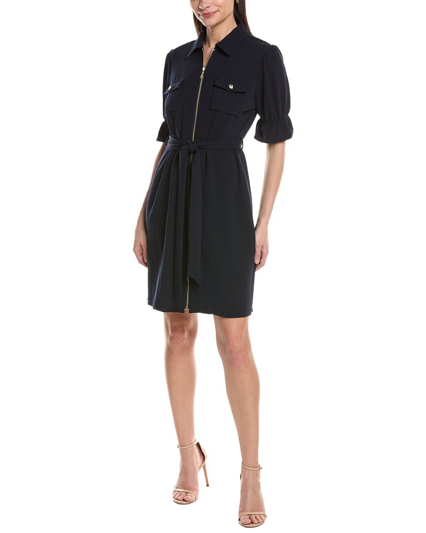 Sharagano Short Sleeve Shirtdress In Navy