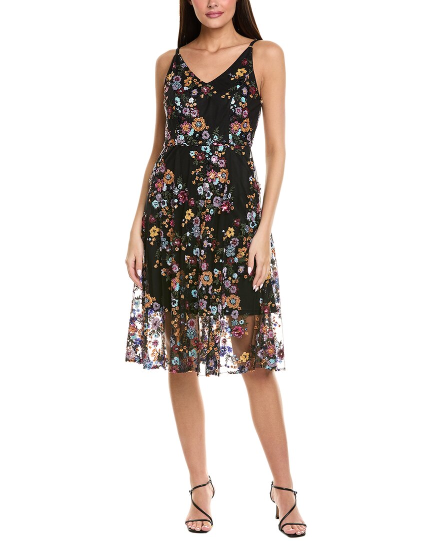 Shop Sam Edelman Embroidered Sequin Midi Dress In Black