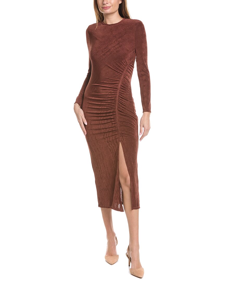 Shop Donna Morgan Ruched Maxi Dress In Brown