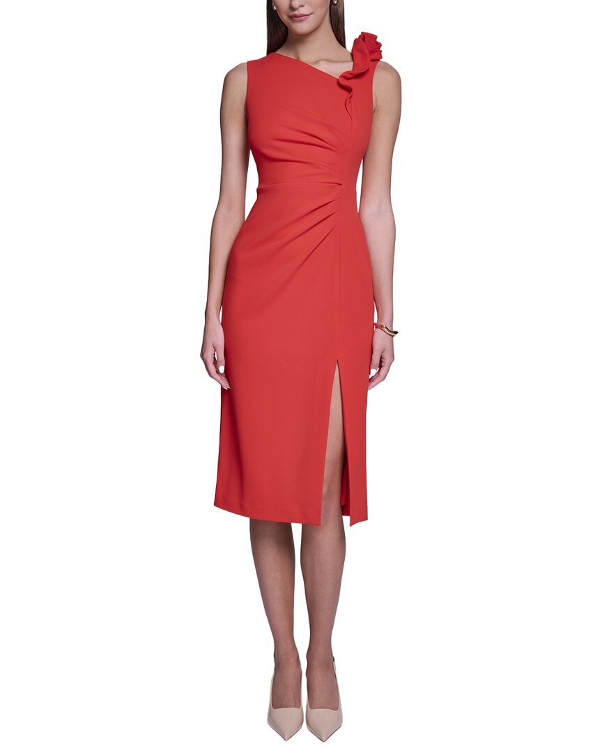 Halston Rose Detail Bodycon Midi Dress