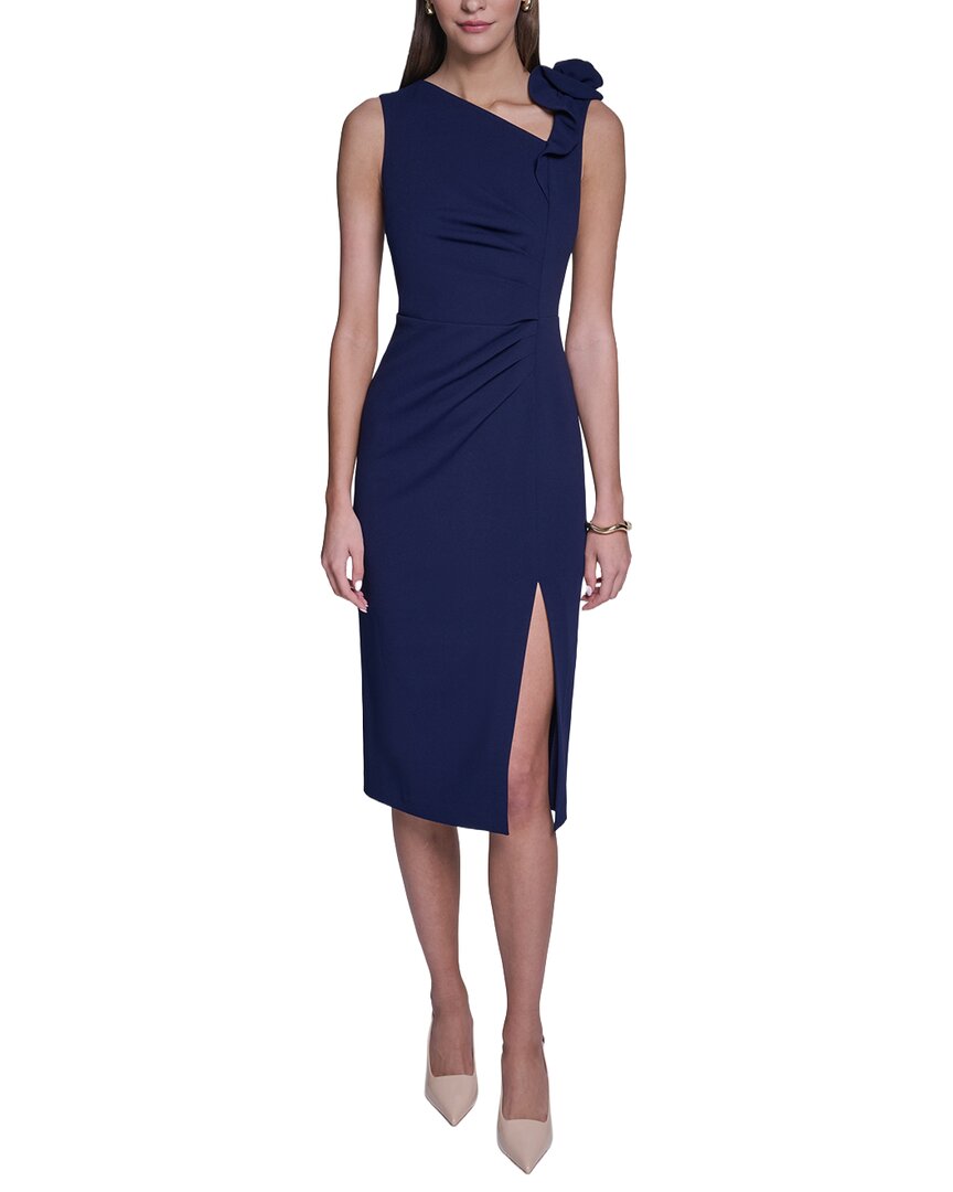 Halston Rose Detail Bodycon Midi Dress
