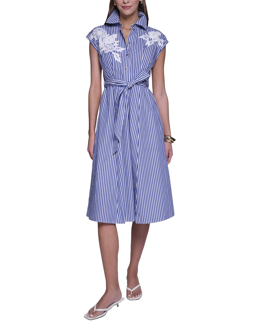 Halston Midi Stripped Shirt Dress