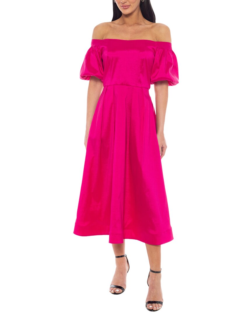 Marina Puff Sleeves Midi Dress In Pink