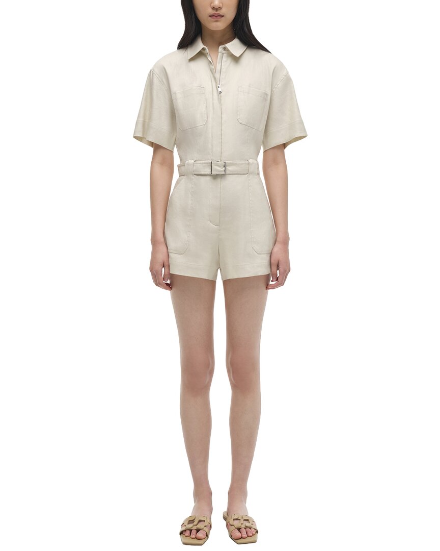 Simkhai Aspen Linen-blend Romper In Beige