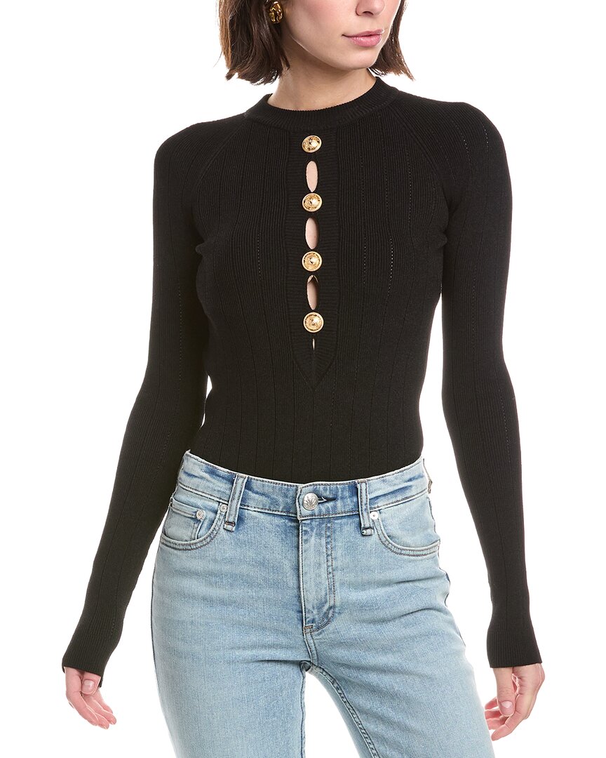 Balmain Buttoned Halter Bodysuit In Black