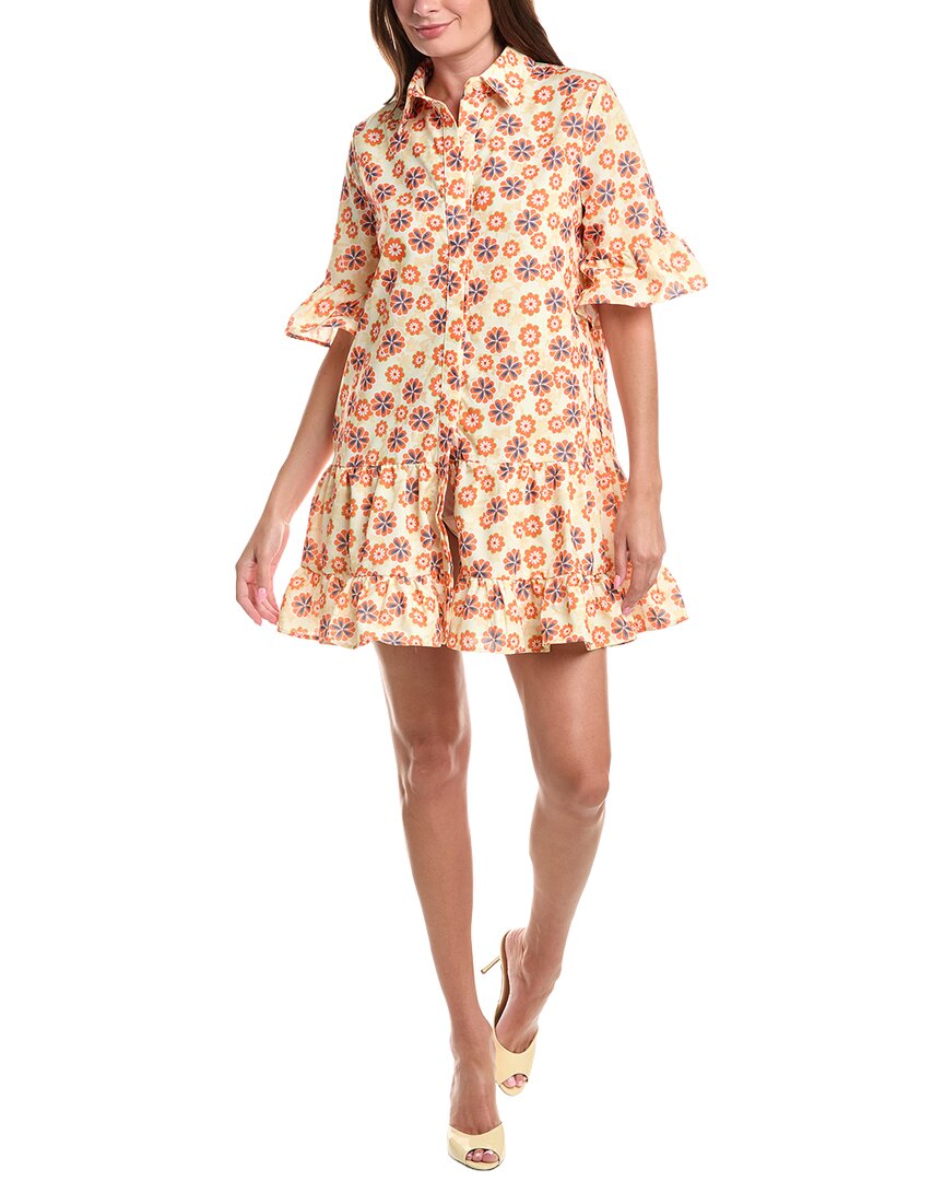 Marion Floral Mini Dress In Orange