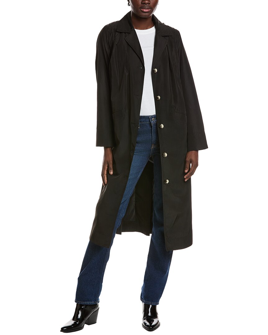 Ganni Summer Tech Coat In Black