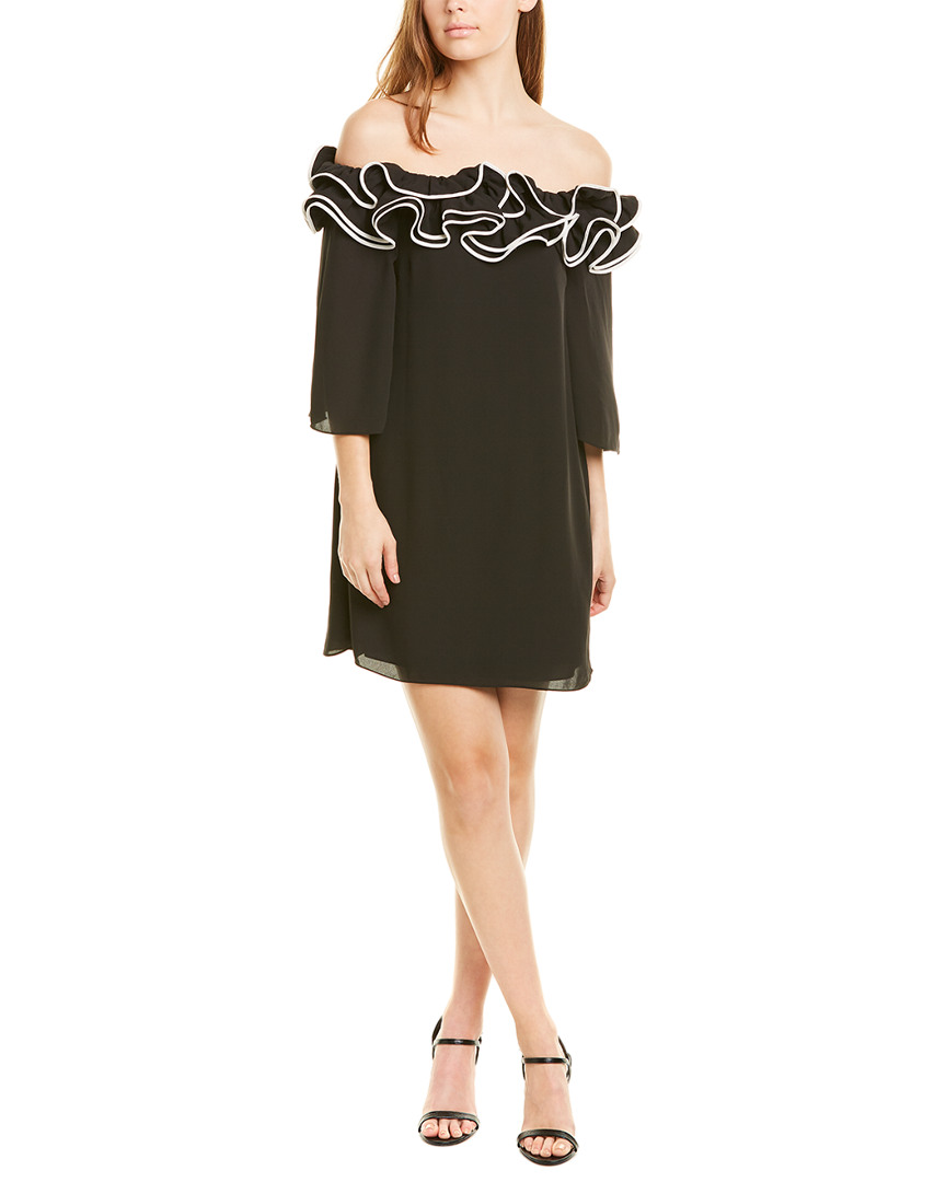 Image of Halston Heritage Off-The-Shoulder Flowy Mini Dress