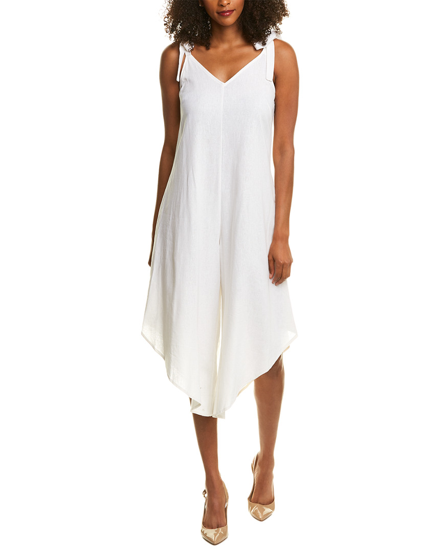 Image of MSK Bow Shoulder Linen-Blend Jumpsuit