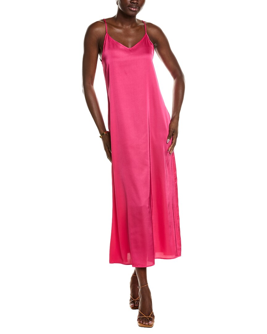 Point Satin Slip Dress In Pink