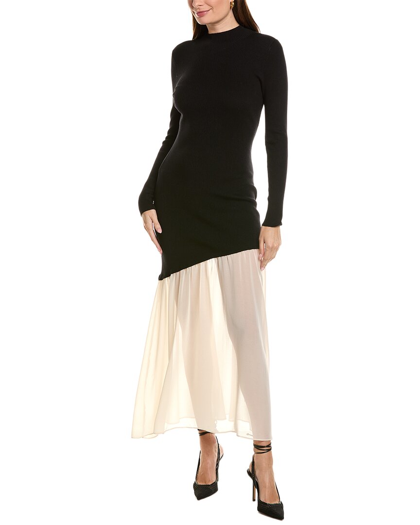 Ellen Tracy Mix Media Maxi Dress In Black