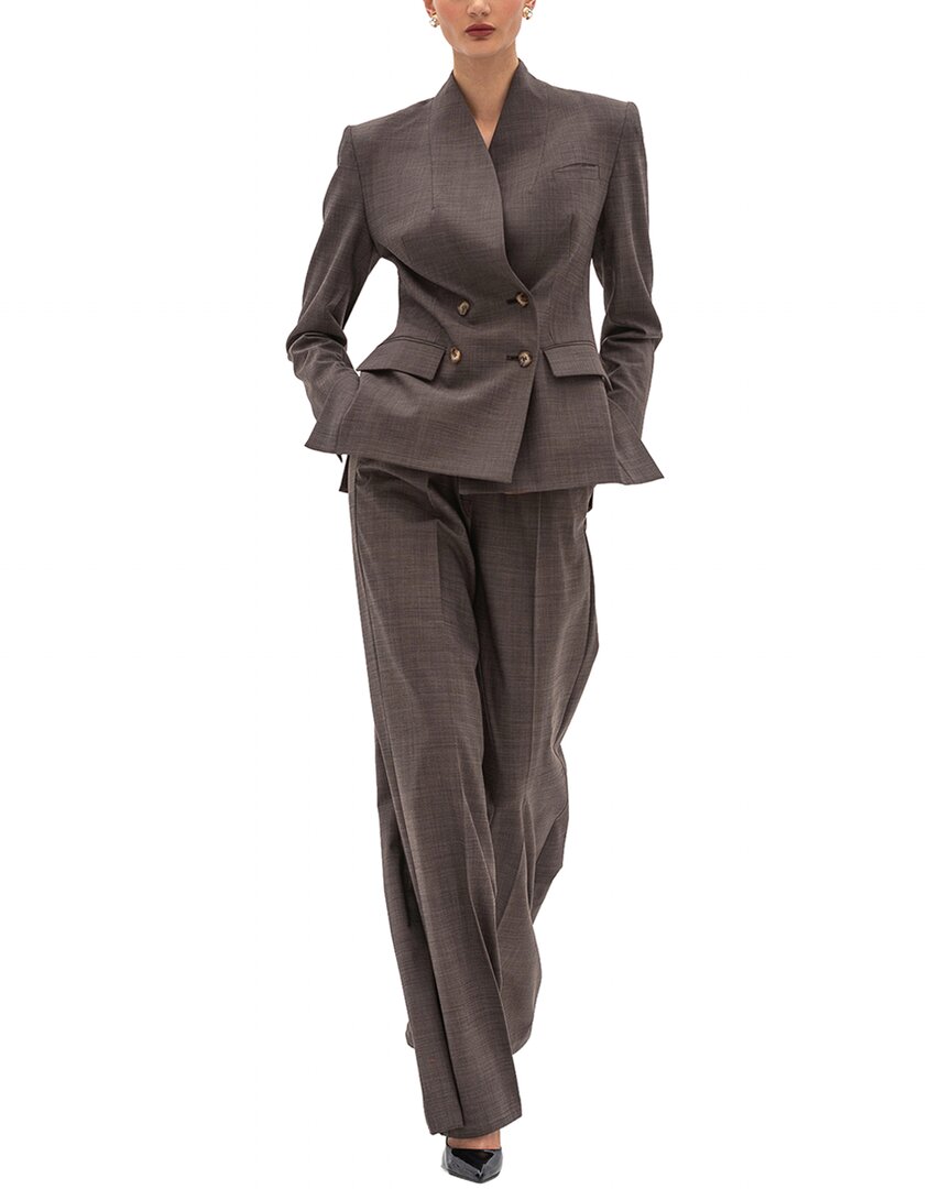 Bgl 2pc Wool-blend Jacket & Pant In Brown
