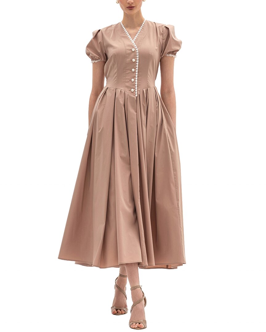 Bgl Sleeveless Midi Dress In Beige