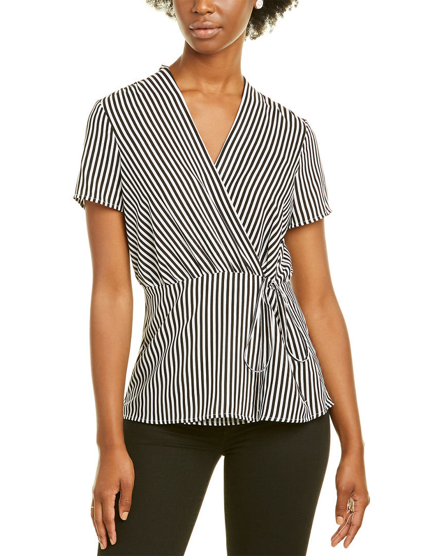 Image of KARL LAGERFELD Stripe Wrap Blouse