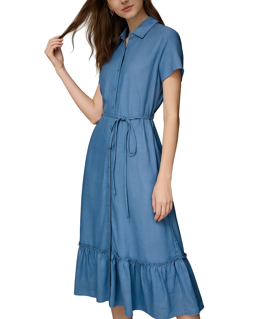 Brc By Burryco Short Sleeve Midi Dress In Blue