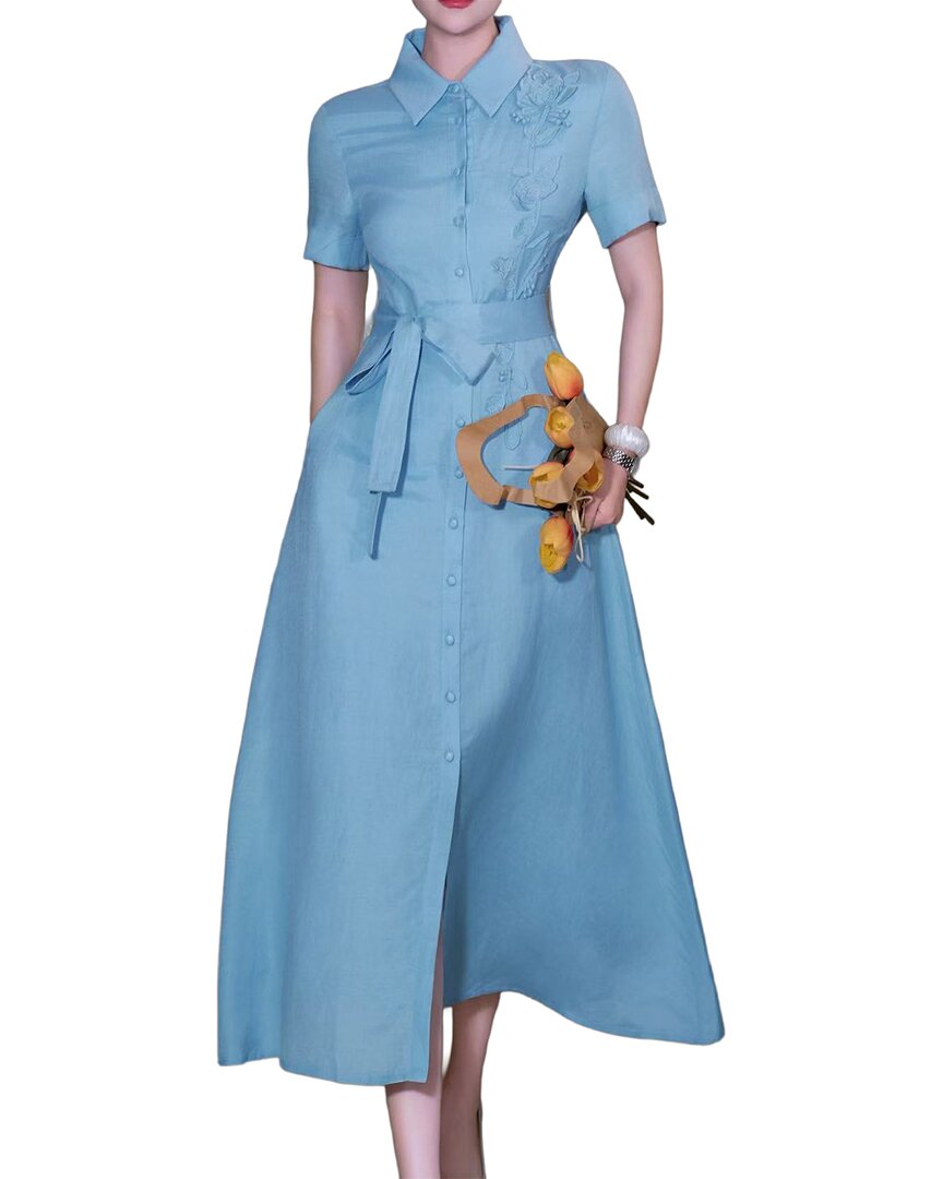 Brc By Burryco Short Sleeve Shirt Dress In Sky-blue