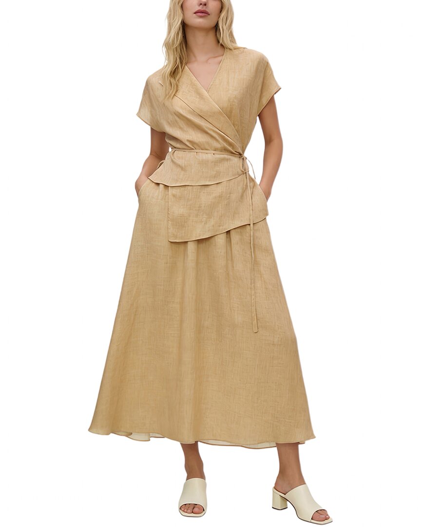 Brc By Burryco Short Sleeve Silk-blend Midi Dress
