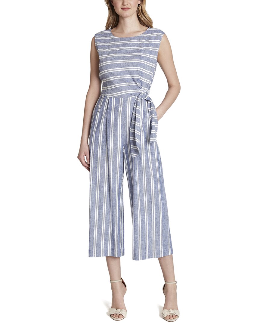 Image of Tahari ASL Linen-Blend Jumpsuit