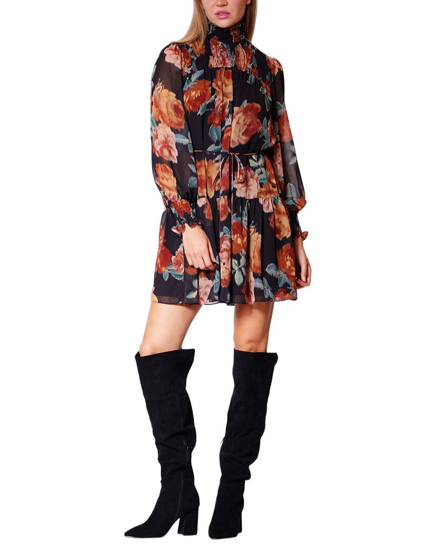 Julia Jordan Chiffon Dress In Black Orange