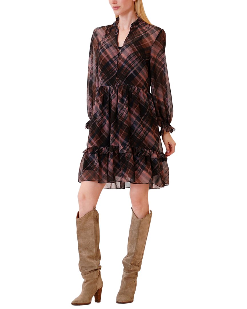 Julia Jordan Chiffon Dress In Brown Black
