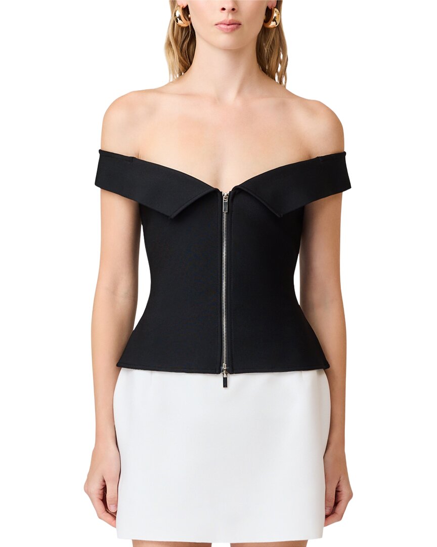 Elliat T Khloe Crepe Knit Top In Black