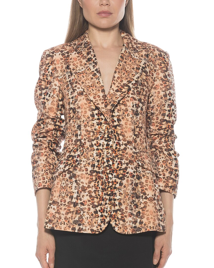 Alexia Admor Ruched Sleeve One-button Blazer In Multi