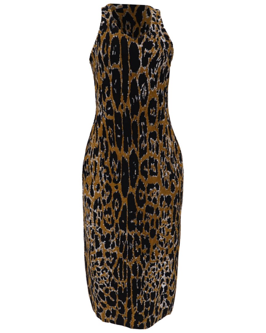 Pre-owned Alaïa Leopard-print Knit Midi Tank Dress (authentic Pre-loved)
