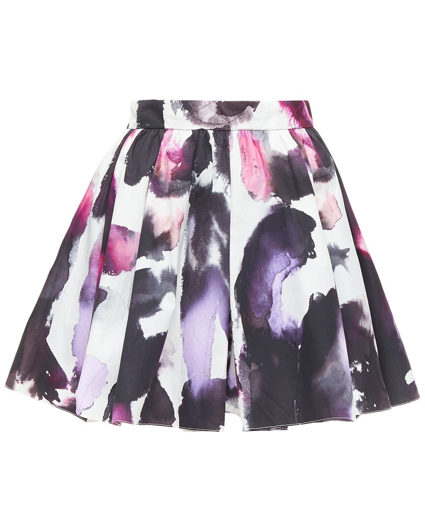 Alexander Mcqueen Watercolor Paint Print Pleated Skirt (authentic Pre-loved) In Pattern