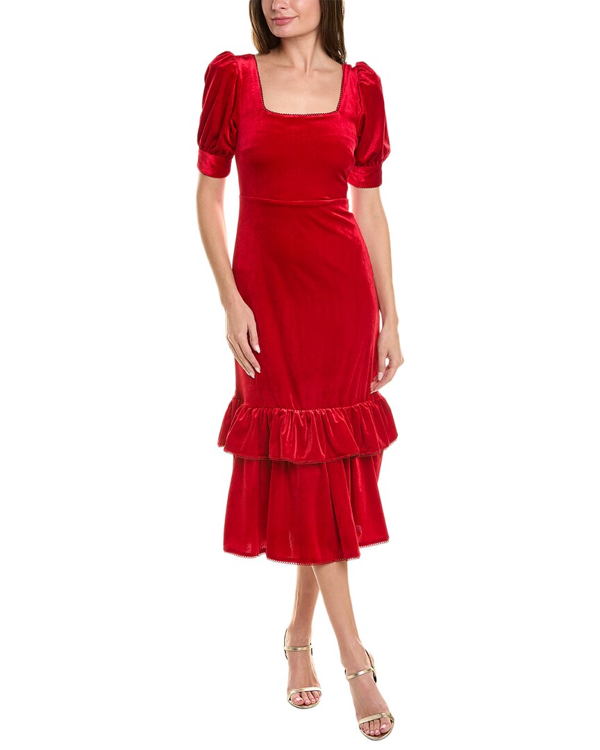 Shop Rachel Parcell Velvet Midi Dress In Red
