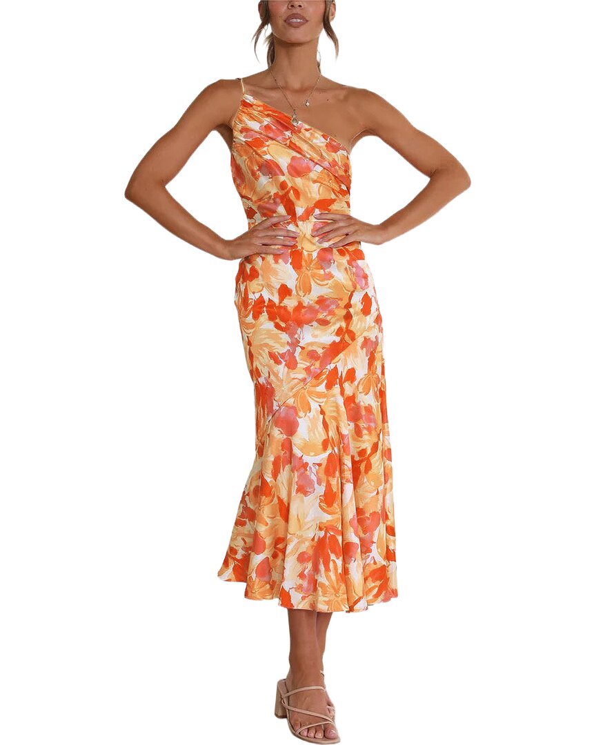 Leon Gori One-shoulder Midi Dress In Multi