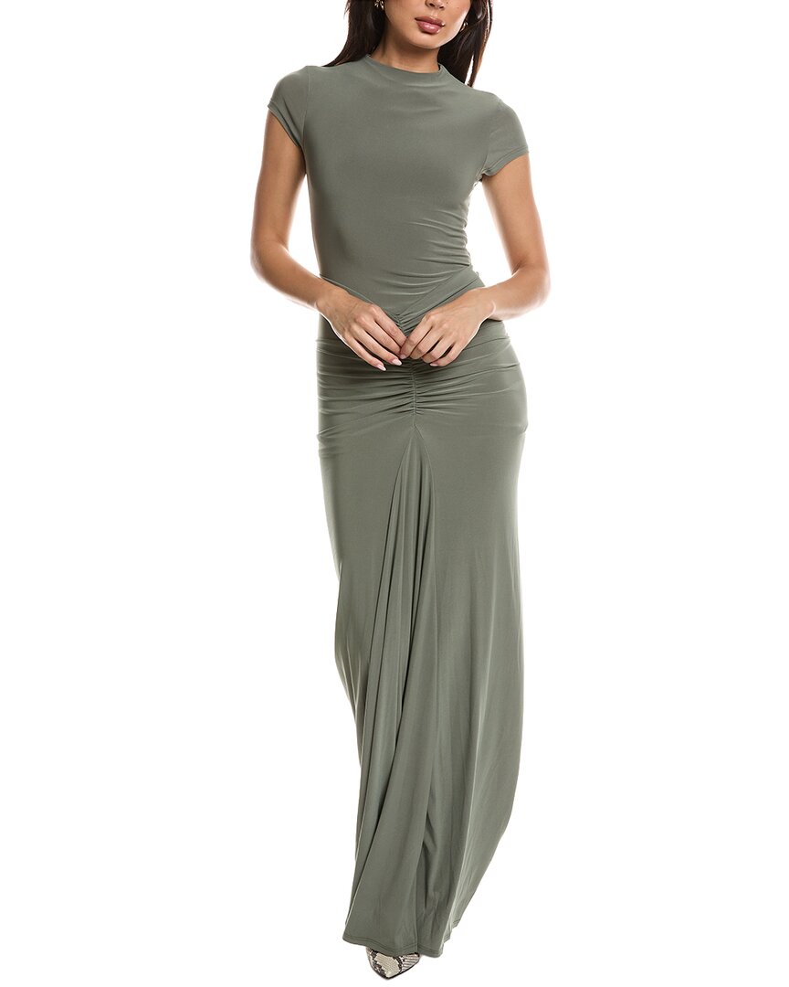 Maison Maar Short Sleeve Solid Maxi Dress In Green