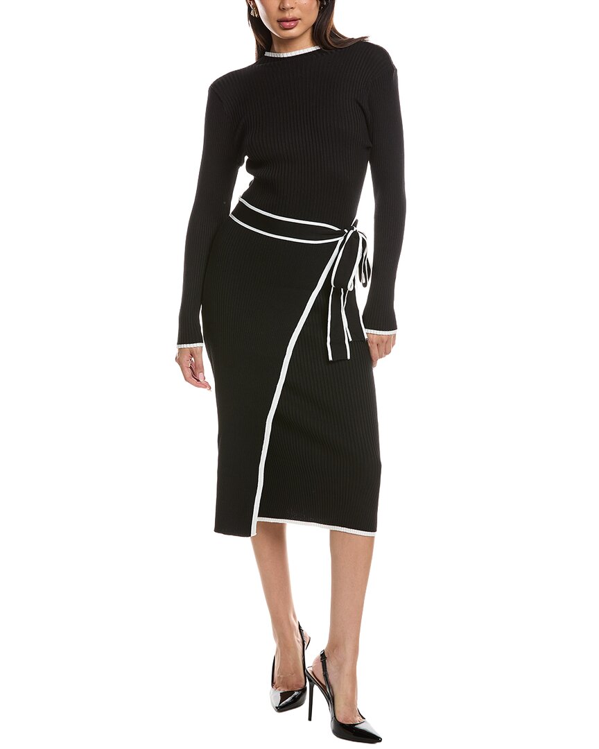 Maison Maar Long Sleeve Midi Dress In Black