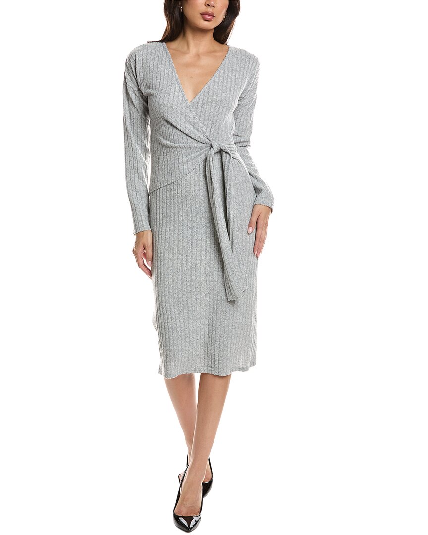 Maison Maar Hacci Wrap Bodice Midi Dress In Gray