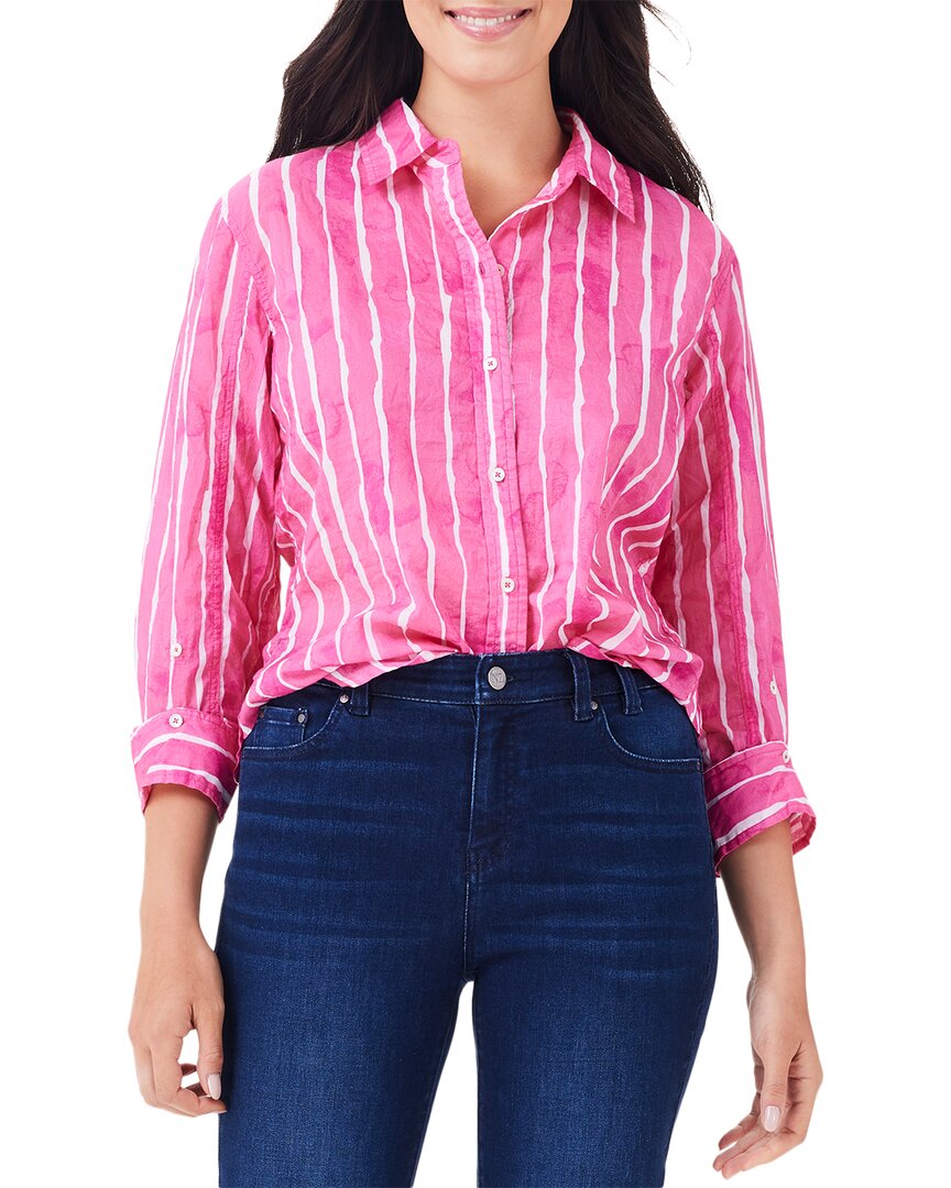 Nic + Zoe Nic+zoe Watercolor Stripe Girlfriend Cotton Button-up Shirt