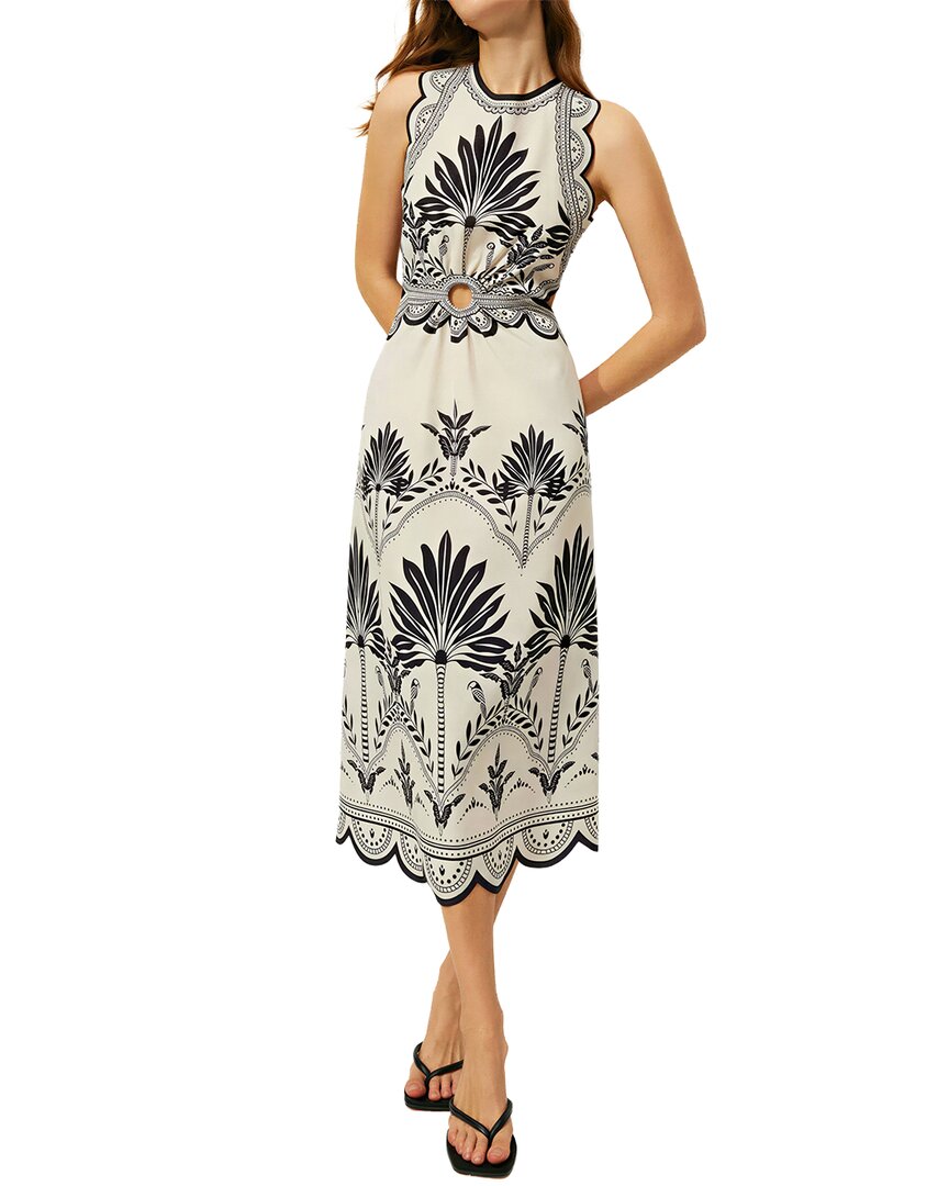 Anette Midi Dress In White & Black Print