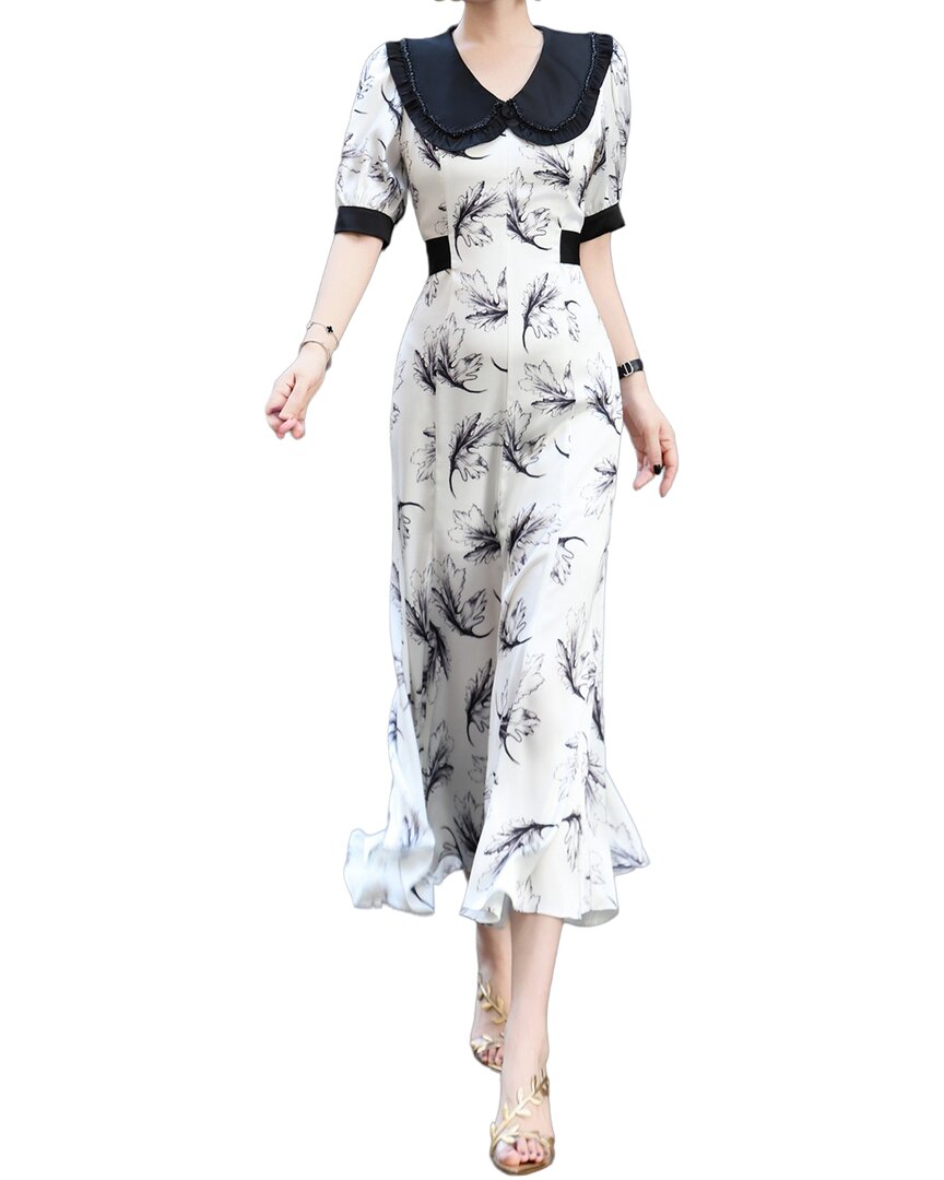 Burryco Short Sleeve Midi Dress In White