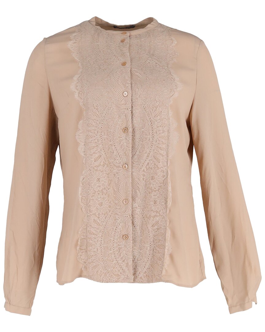 Alexander Mcqueen Lace Trimmed Blouse In Pink