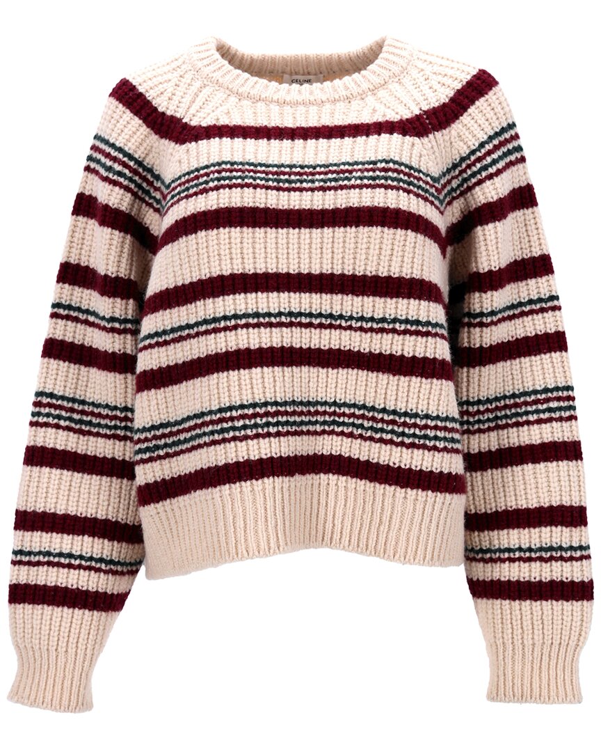 Celine Striped Crewneck Sweater In Pink