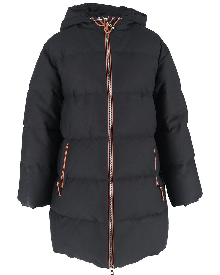 Loewe Zip-up Hooded Down Coat In Black