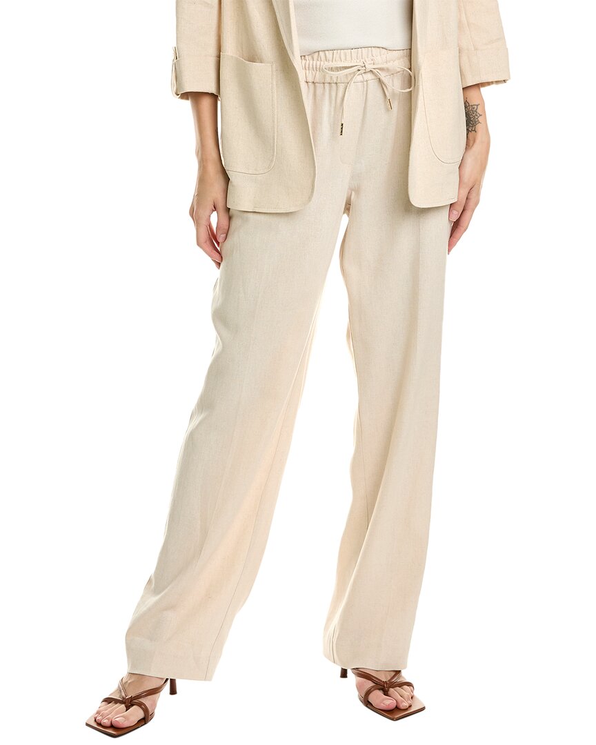 Shop Jones New York Linen-blend Drawstring Trouser In Beige