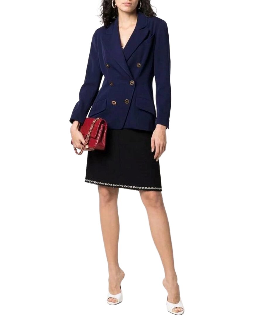 Chanel Y2k Wool Midi Skirt In Blue